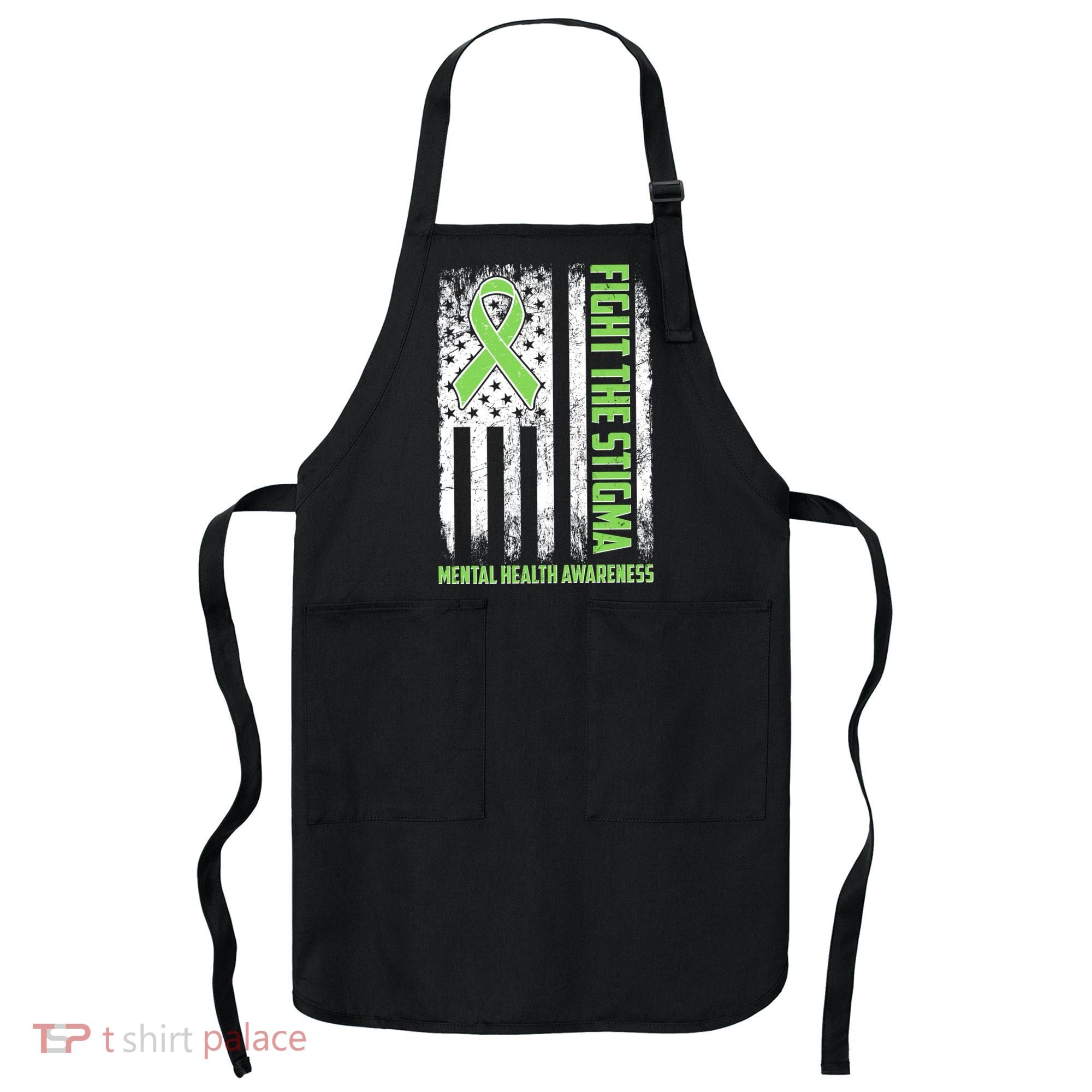 Fight The Stigma Mental Health Awareness Distressed USA Flag Apron