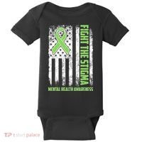 Fight The Stigma Mental Health Awareness Distressed USA Flag Baby Bodysuit thumb 0
