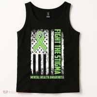 Fight The Stigma Mental Health Awareness Distressed USA Flag Tank Top thumb 2