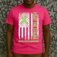 Fight The Stigma Mental Health Awareness Distressed USA Flag T-Shirt thumb 3