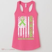 Fight The Stigma Mental Health Awareness Distressed USA Flag Women's Tank Top thumb 0