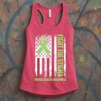 Fight The Stigma Mental Health Awareness Distressed USA Flag Women's Tank Top thumb 3