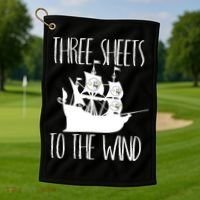Funny Three Sheets To The Wind Booze Ing Ghost Gift Golf Towel thumb 1