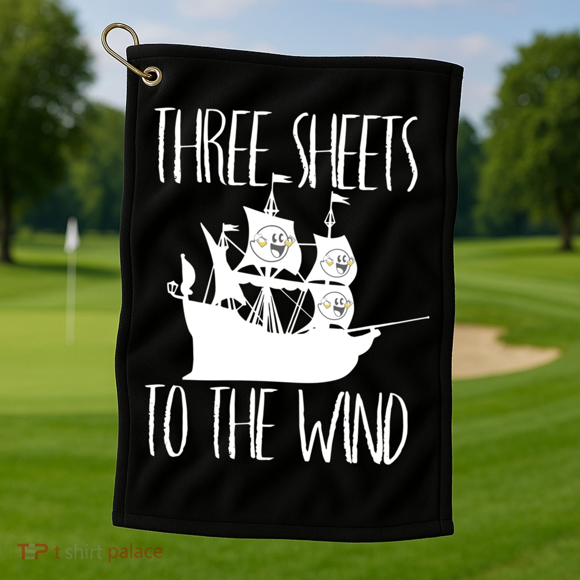 Funny Three Sheets To The Wind Booze Ing Ghost Gift Golf Towel
