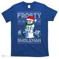 Frosty The Swoleman Ugly Christmas Funny Funny Snowman Gym T-Shirt thumb 0