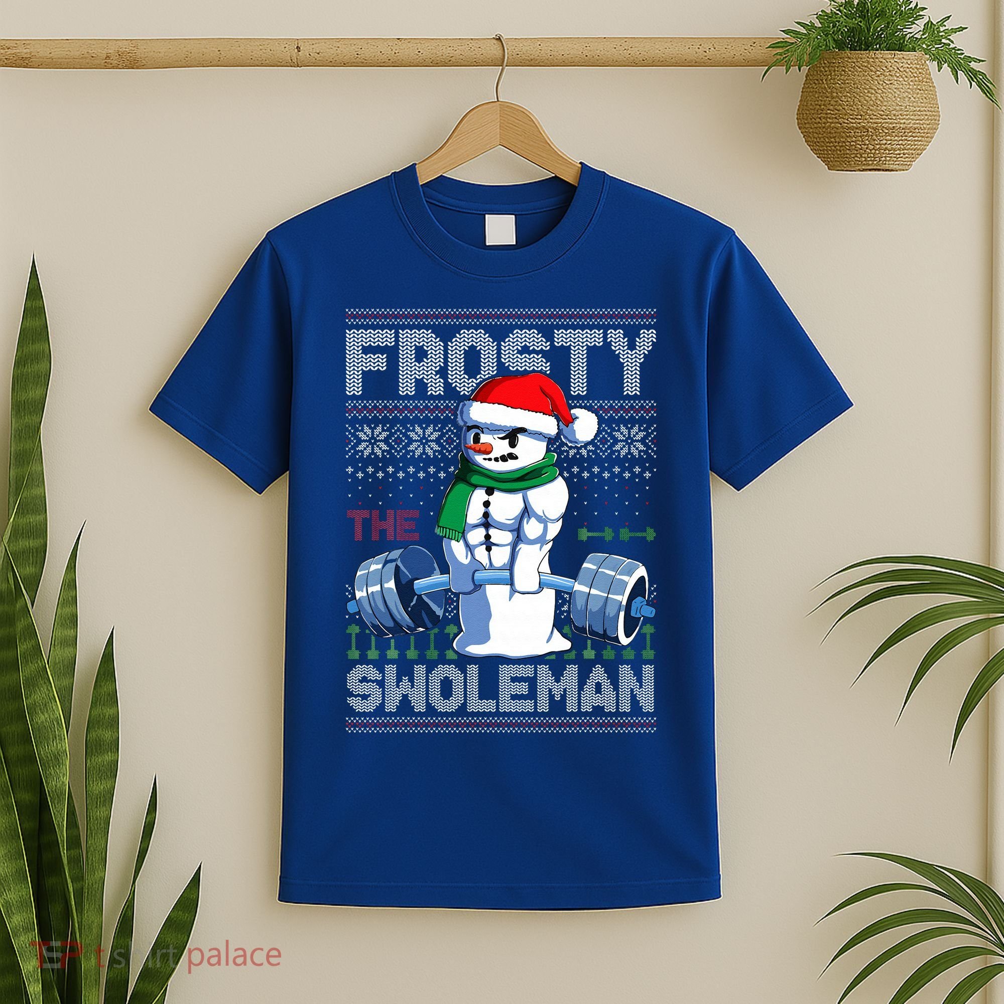 Frosty The Swoleman Ugly Christmas Funny Funny Snowman Gym T-Shirt