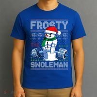 Frosty The Swoleman Ugly Christmas Funny Funny Snowman Gym T-Shirt thumb 3