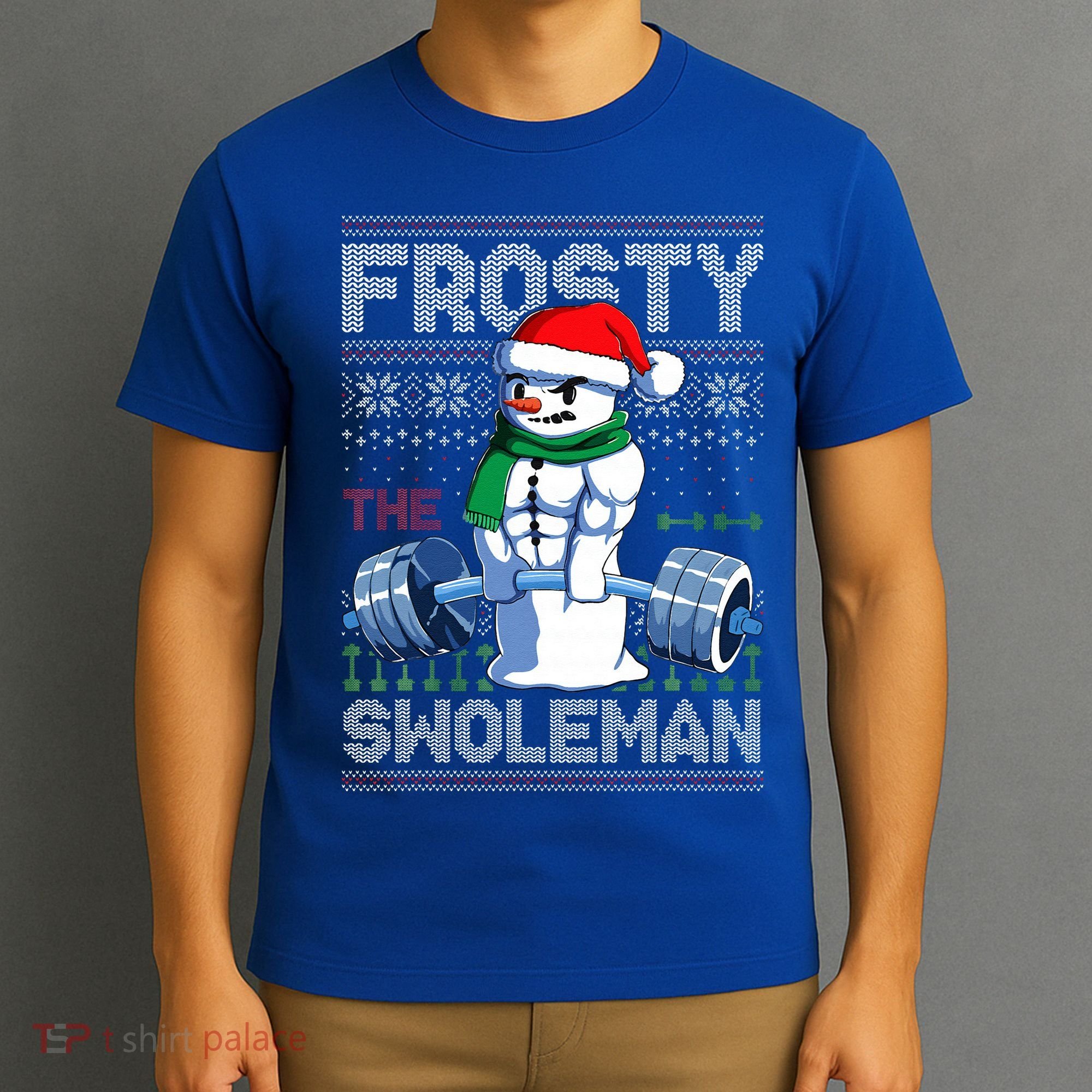 Frosty The Swoleman Ugly Christmas Funny Funny Snowman Gym T-Shirt