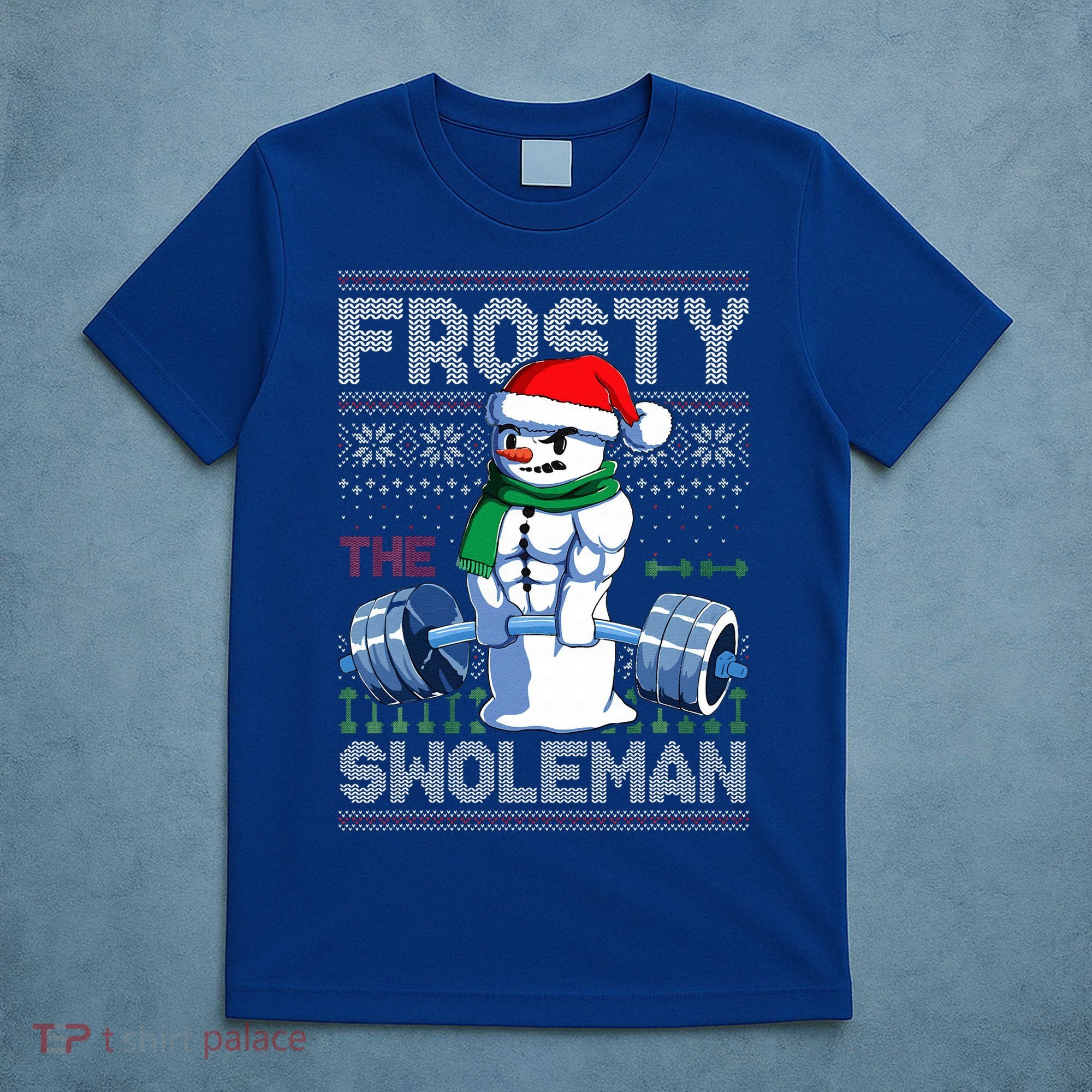 Frosty The Swoleman Ugly Christmas Funny Funny Snowman Gym T-Shirt
