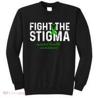 Fight The Stigma Mental Health Awareness Messy Bun Ribbon Sweatshirt thumb 0