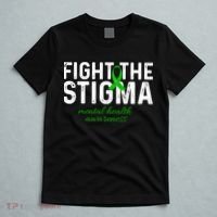 Fight The Stigma Mental Health Awareness Messy Bun Ribbon T-Shirt thumb 5