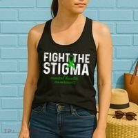 Fight The Stigma Mental Health Awareness Messy Bun Ribbon Women's Tank Top thumb 2