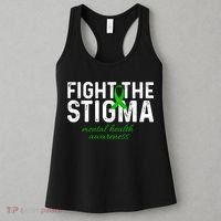 Fight The Stigma Mental Health Awareness Messy Bun Ribbon Women's Tank Top thumb 3