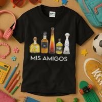 Funny Trendy Sarcastic Alcohol Mis Amigos Tequila Women Kids T-Shirt thumb 3