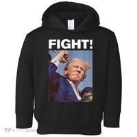 Fight! Trump Shot Trump Rally Gift Toddler Hoodie thumb 0