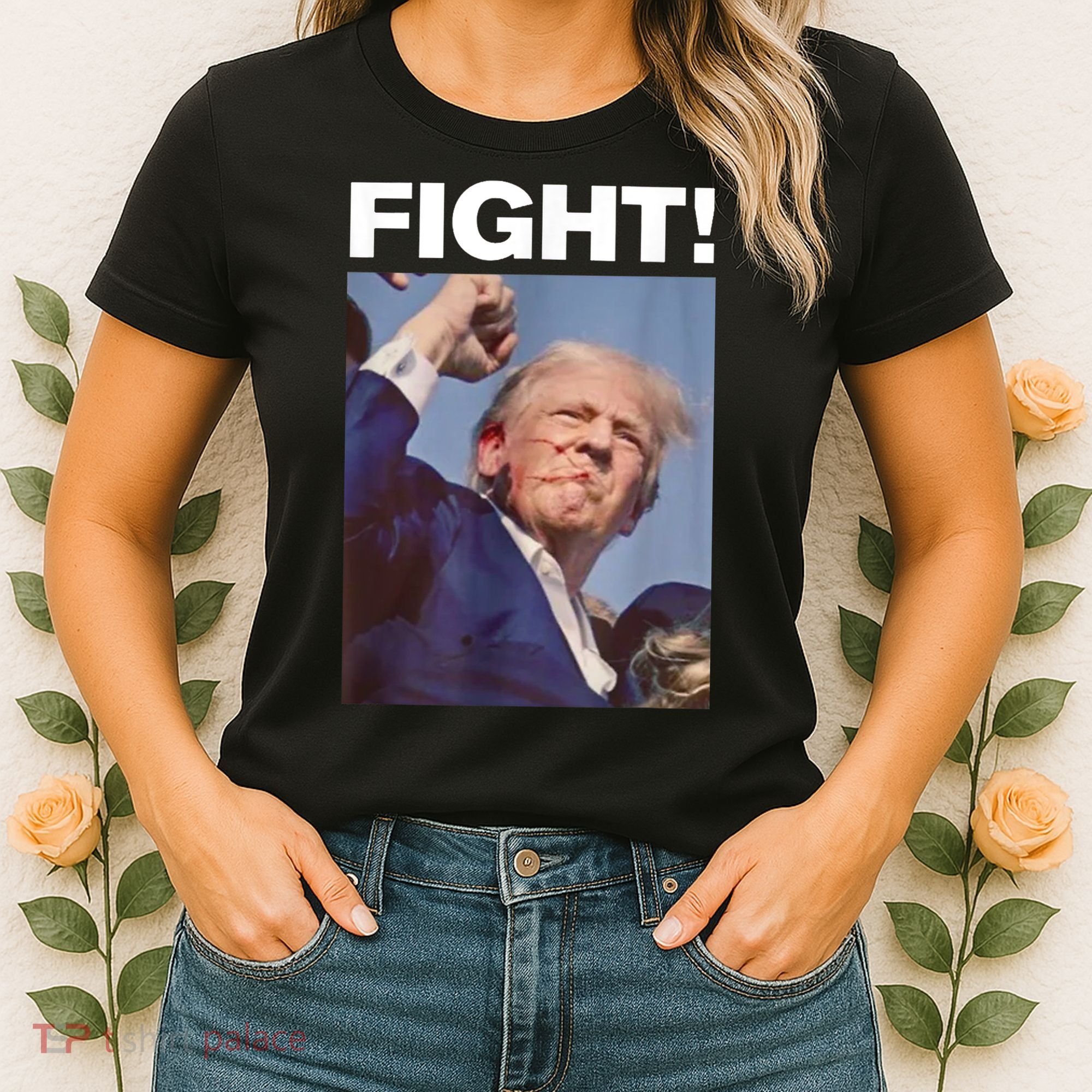 Fight! Trump Shot Trump Rally Gift Women's T-Shirt
