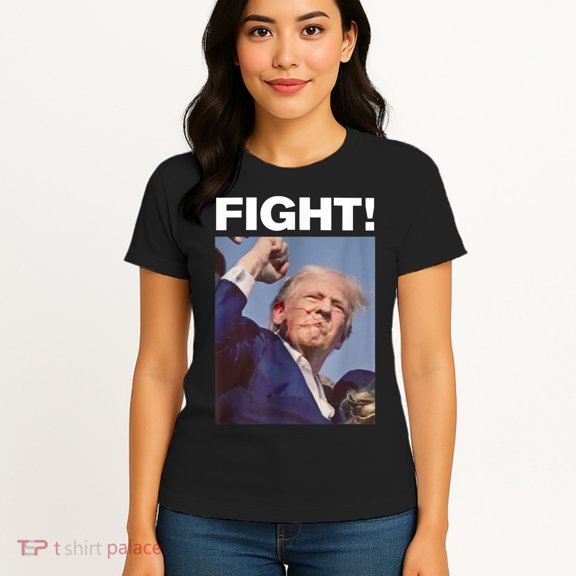 Fight! Trump Shot Trump Rally Gift Women's T-Shirt