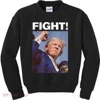Fight! Trump Shot Trump Rally Gift Kids Sweatshirt thumb 0