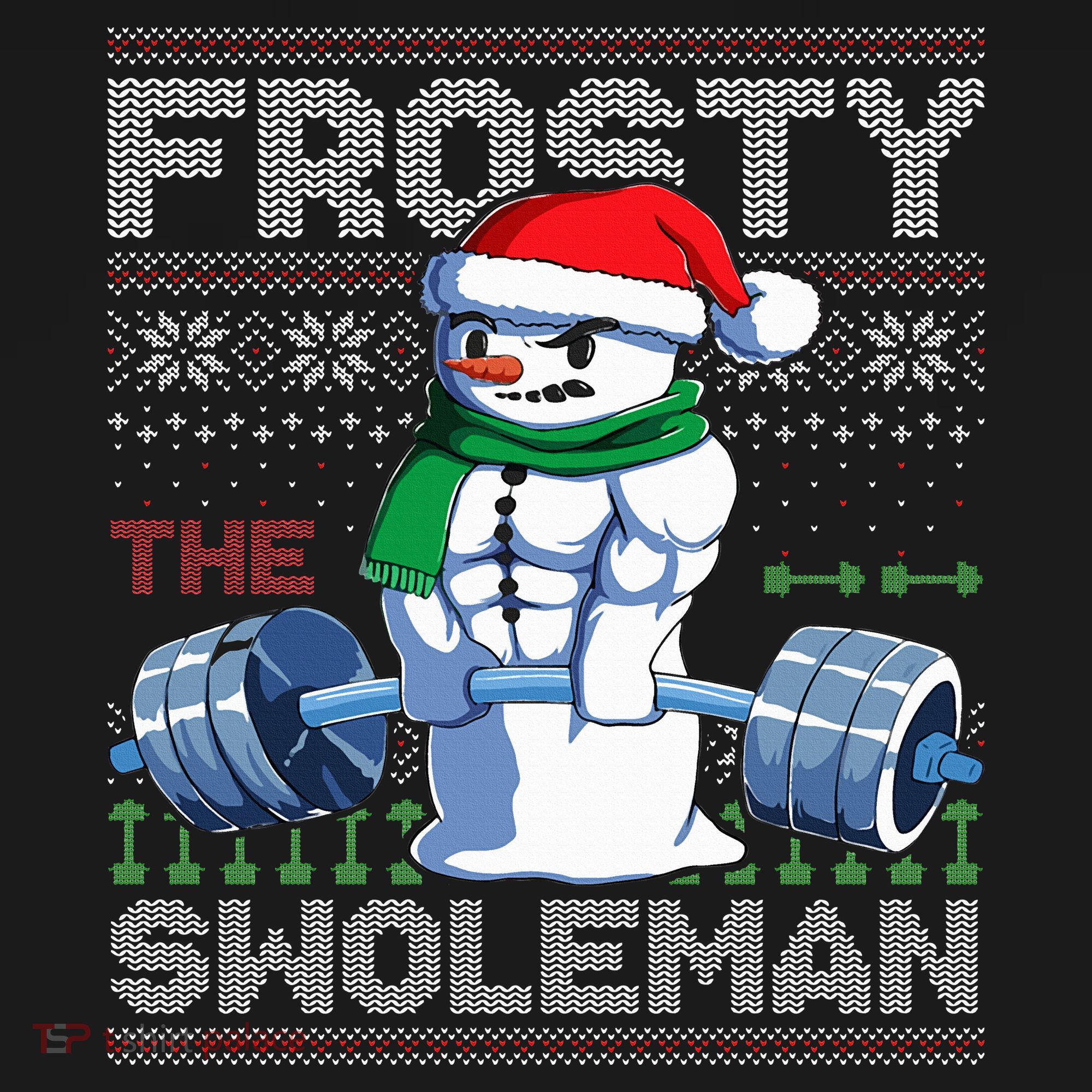 Frosty The Swoleman Ugly Christmas Sweater Funny Snowman Gym Women's Tank Top