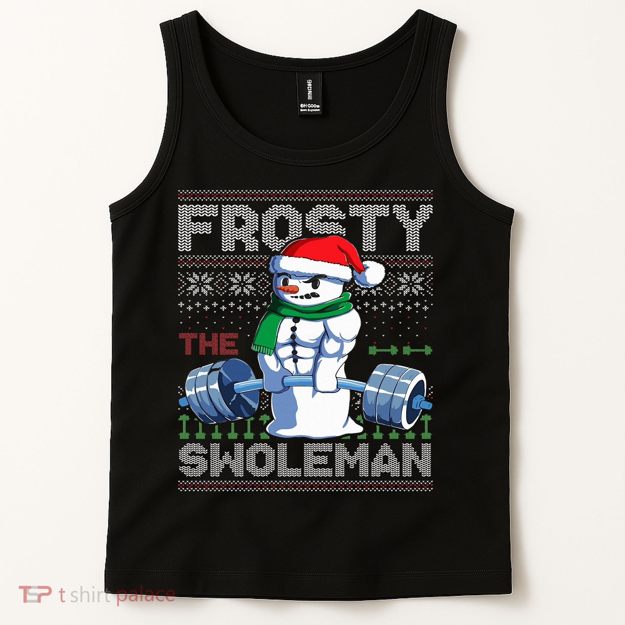Frosty The Swoleman Ugly Christmas Sweater Funny Snowman Gym Tank Top
