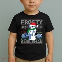 Frosty The Swoleman Ugly Christmas Sweater Funny Snowman Gym Toddler T-Shirt thumb 2
