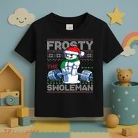 Frosty The Swoleman Ugly Christmas Sweater Funny Snowman Gym Toddler T-Shirt thumb 3