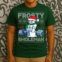 Frosty The Swoleman Ugly Christmas Sweater Funny Snowman Gym T-Shirt thumb 3