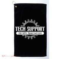 Funny Tech Support Id10t Computer Idiot Joke Gift Golf Towel thumb 0