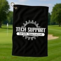 Funny Tech Support Id10t Computer Idiot Joke Gift Golf Towel thumb 1