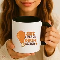 Funny Thanksgiving She Likes My Drum Stick Coffee Mug thumb 3