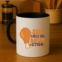 Funny Thanksgiving She Likes My Drum Stick Coffee Mug thumb 4
