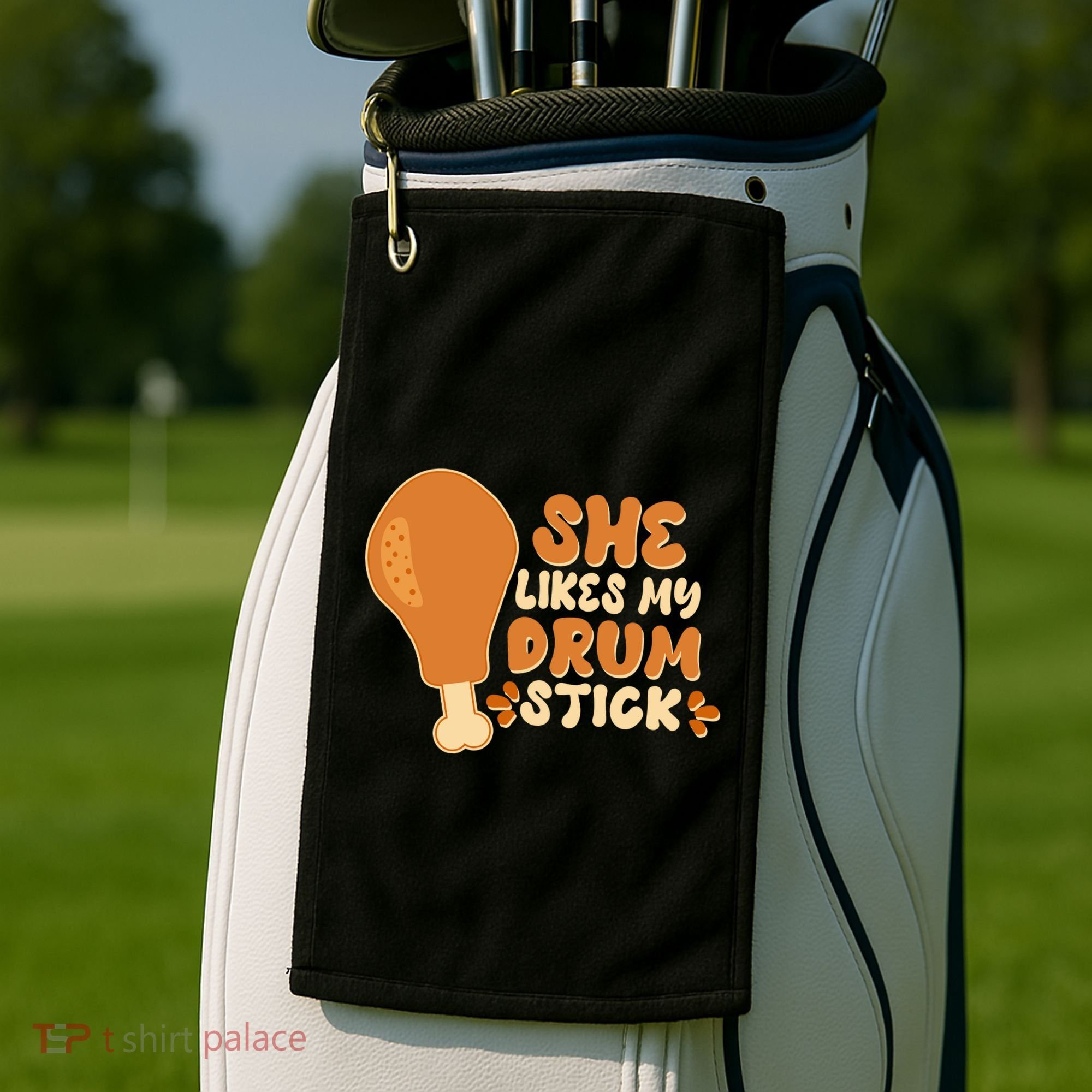 Funny Thanksgiving She Likes My Drum Stick Golf Towel
