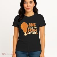 Funny Thanksgiving She Likes My Drum Stick Women's T-Shirt thumb 4