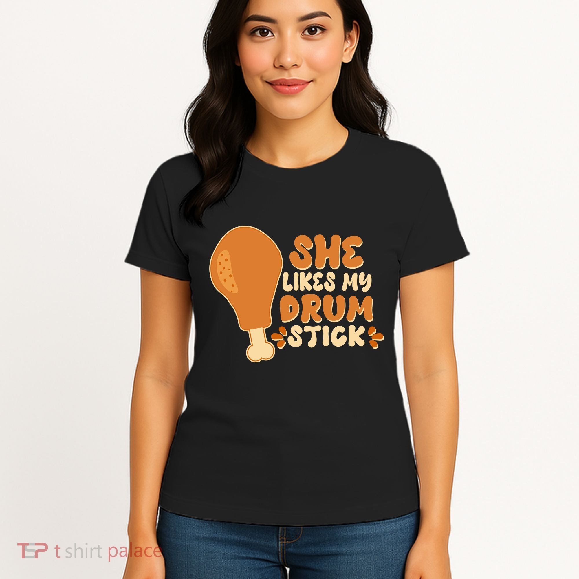 Funny Thanksgiving She Likes My Drum Stick Women's T-Shirt