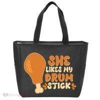 Funny Thanksgiving She Likes My Drum Stick Tote Bag thumb 0
