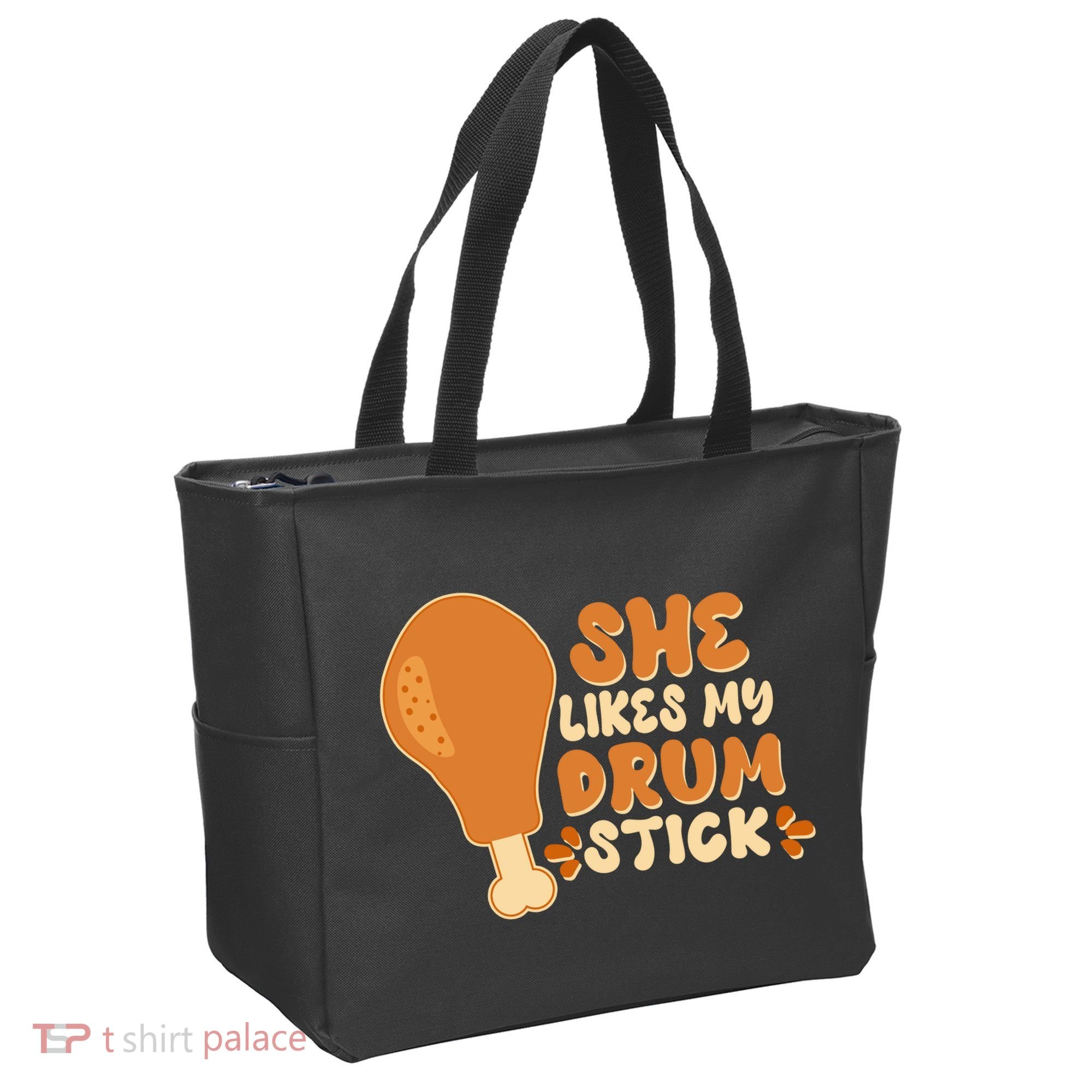 Funny Thanksgiving She Likes My Drum Stick Tote Bag