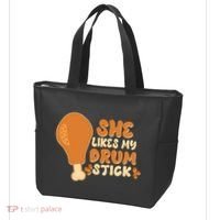 Funny Thanksgiving She Likes My Drum Stick Tote Bag thumb 3