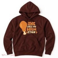 Funny Thanksgiving She Likes My Drum Stick Hoodie thumb 0
