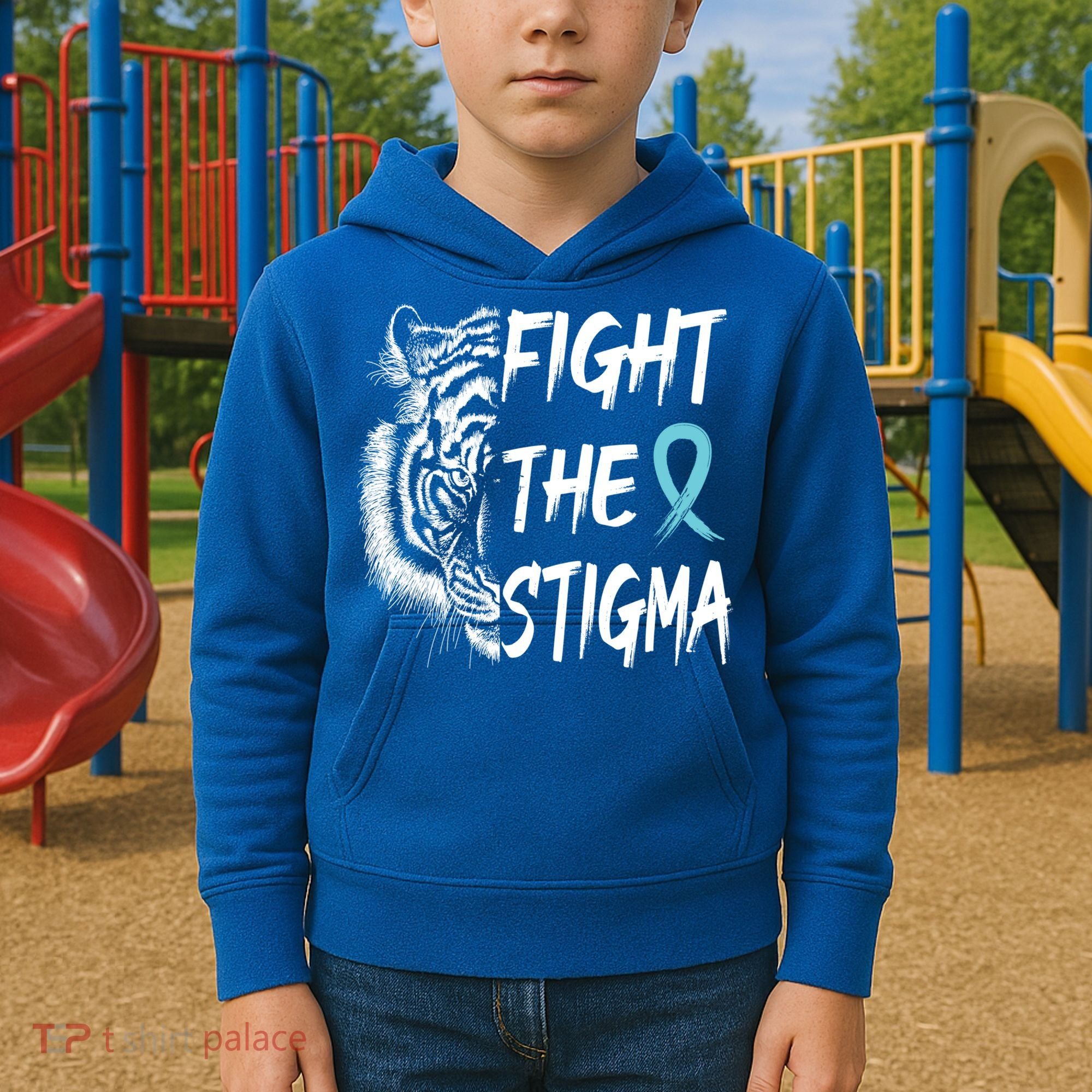 Fight The Stigma Lion Therapy Matters Suicide Prevention Gift Kids Hoodie