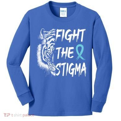 Fight The Stigma Lion Therapy Matters Suicide Prevention Gift Kids Long Sleeve Shirt