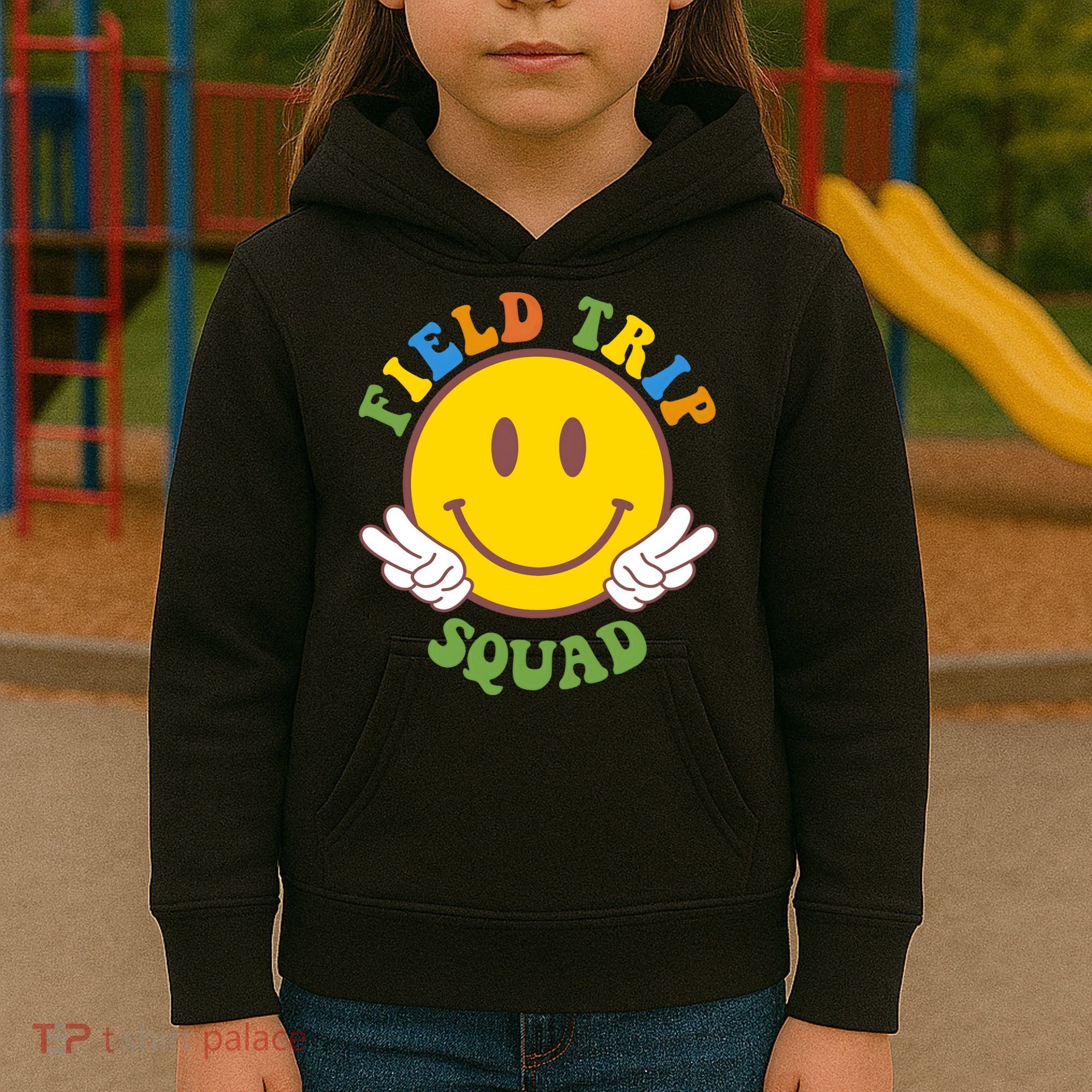 Field Trip Squad Smiley Face School Kids Hoodie