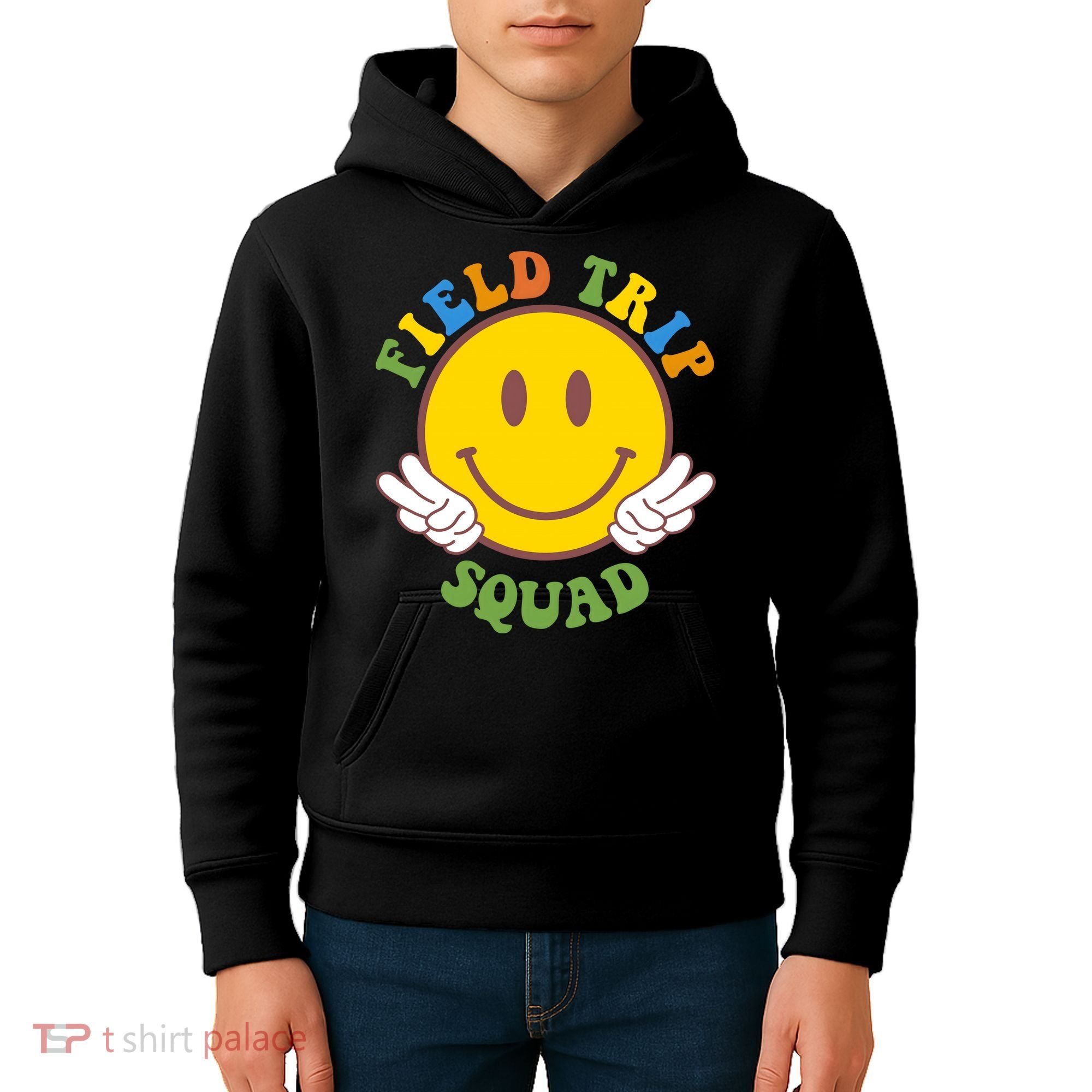 Field Trip Squad Smiley Face School Kids Hoodie