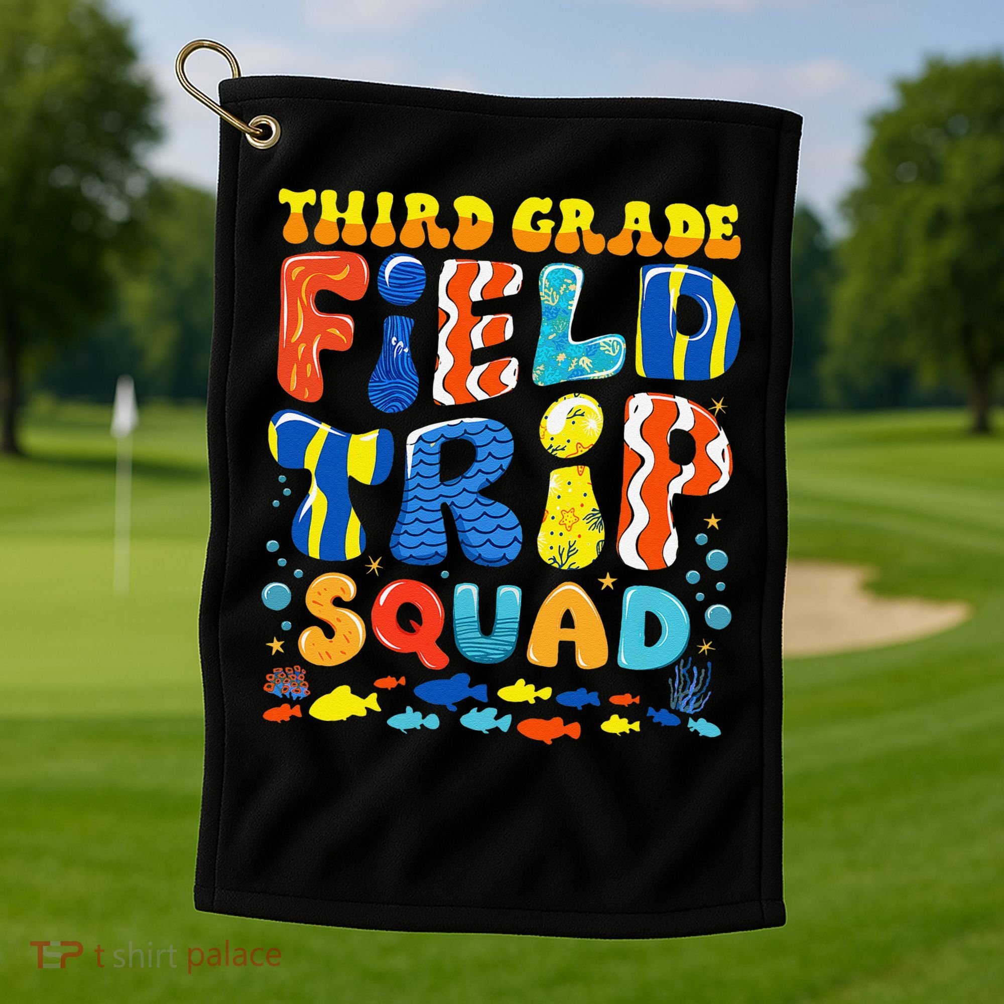 Field Trip Squad Fish Aquarium 3rd Grade Teacher Student Golf Towel