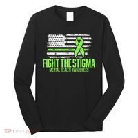 Fight the Stigma American Flag Mental Health Awareness Long Sleeve Shirt thumb 0