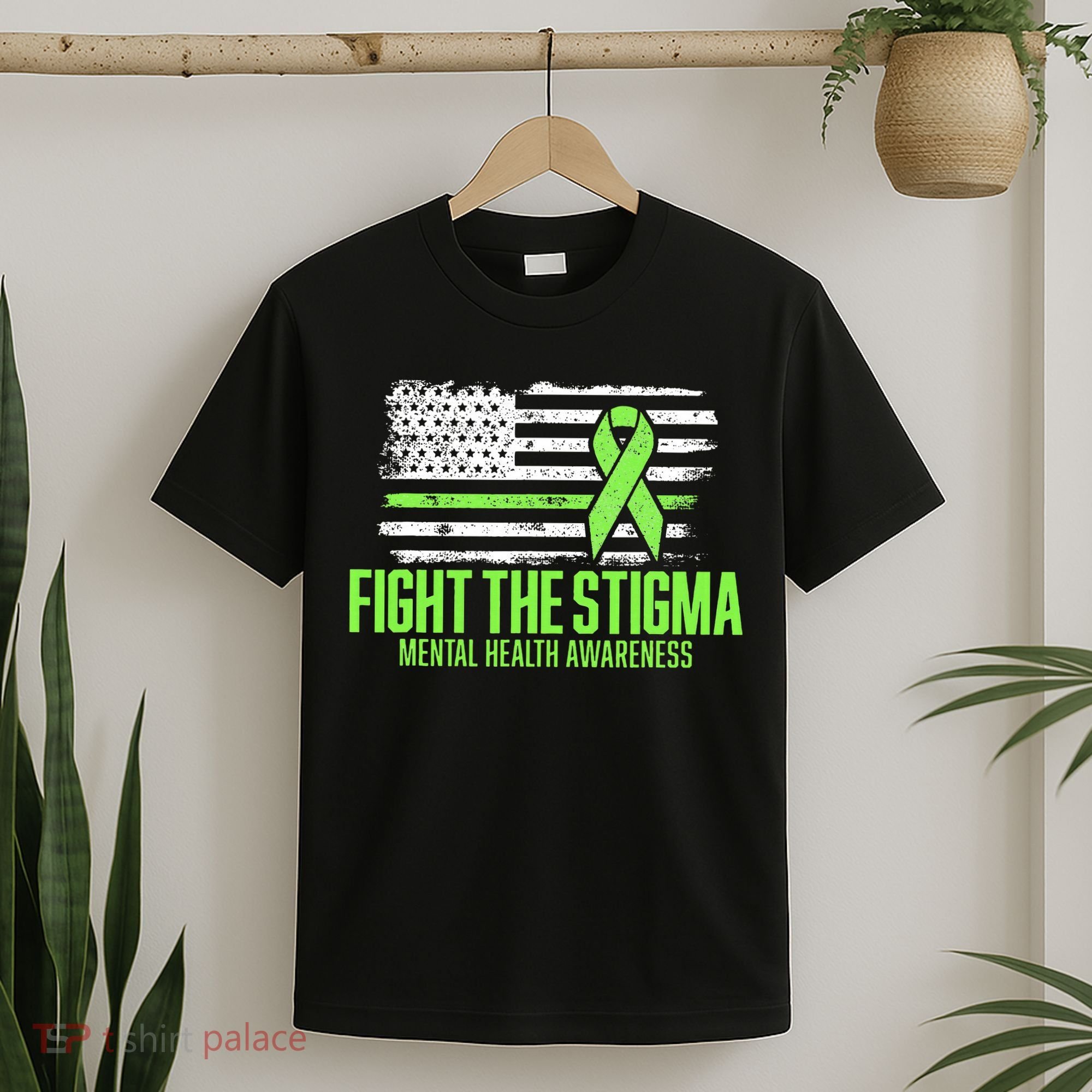 Fight the Stigma American Flag Mental Health Awareness T-Shirt