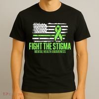 Fight the Stigma American Flag Mental Health Awareness T-Shirt thumb 3