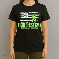 Fight the Stigma American Flag Mental Health Awareness T-Shirt thumb 4