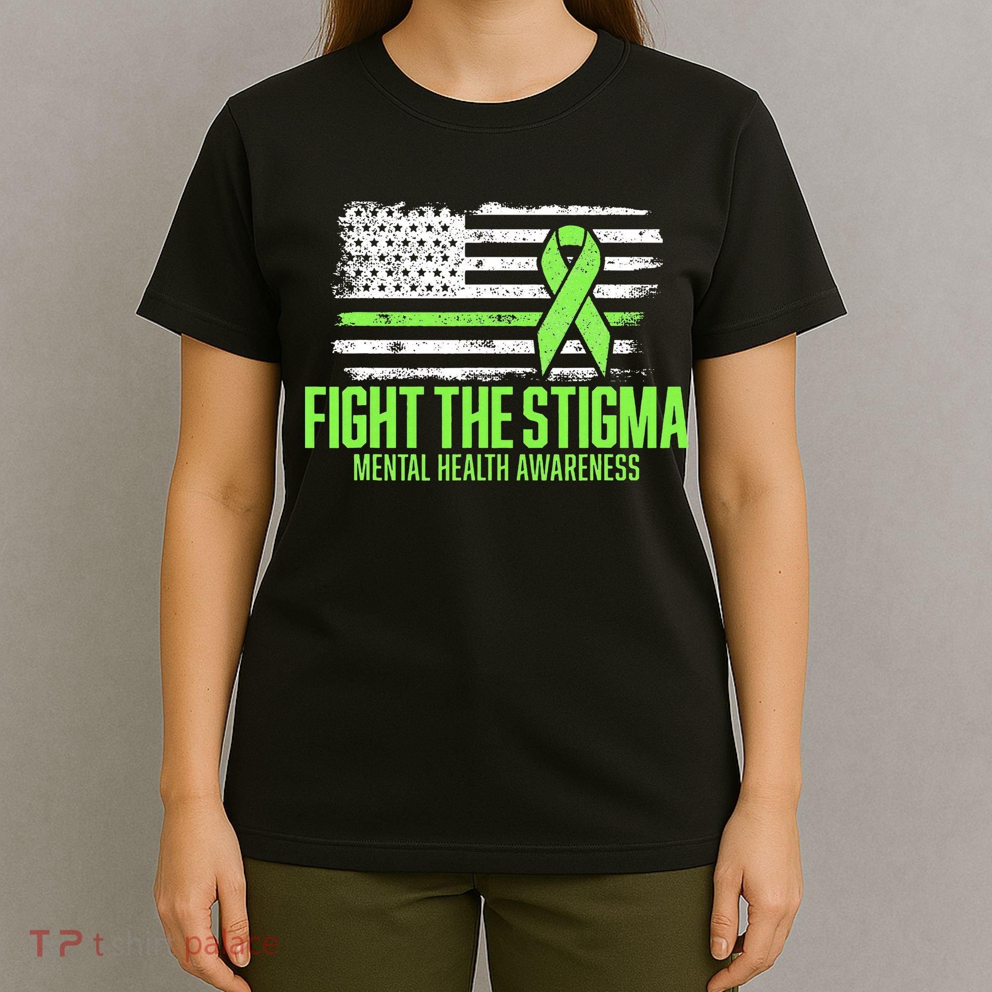 Fight the Stigma American Flag Mental Health Awareness T-Shirt