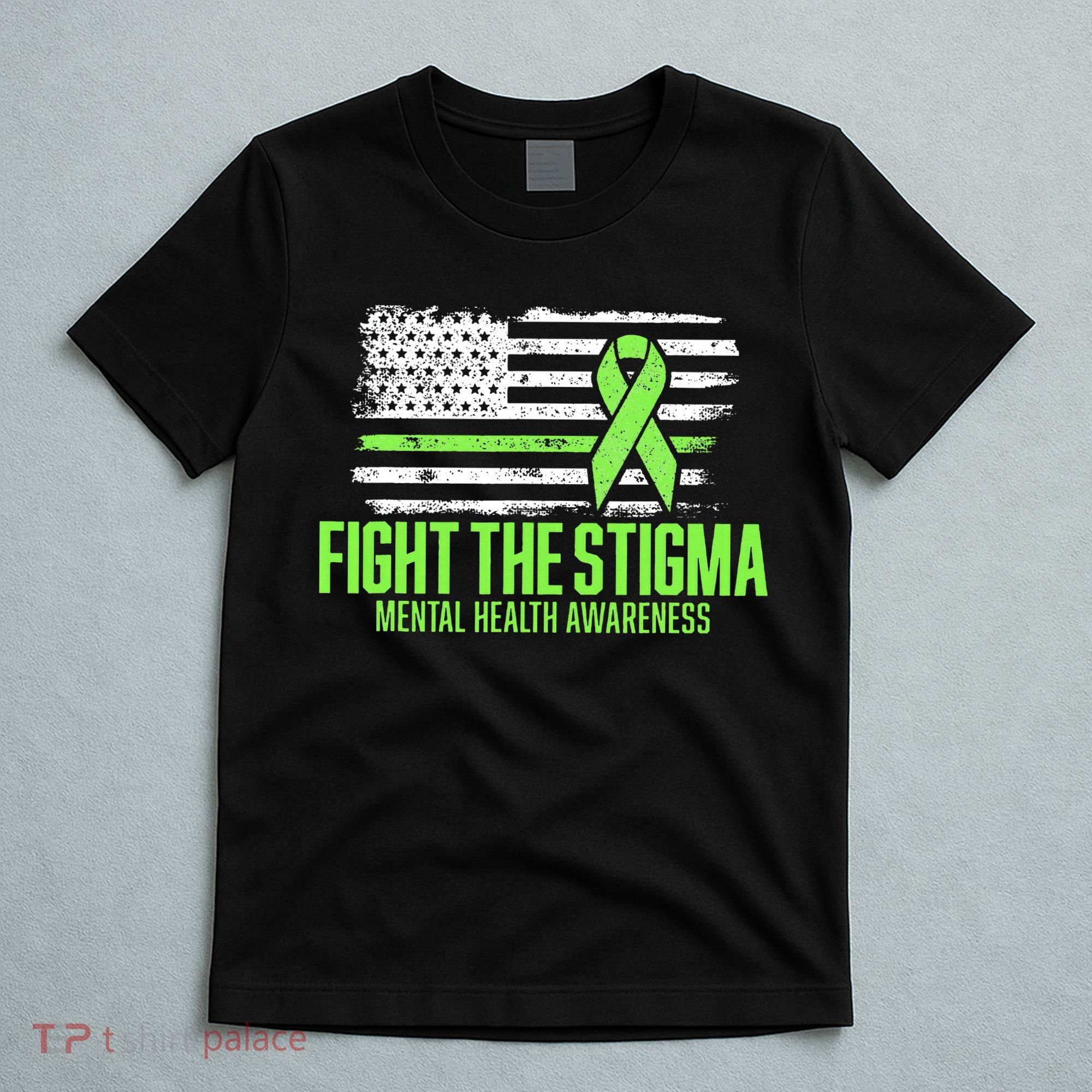Fight the Stigma American Flag Mental Health Awareness T-Shirt