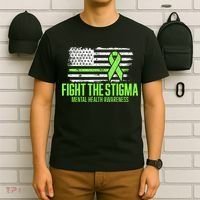 Fight the Stigma American Flag Mental Health Awareness T-Shirt thumb 6